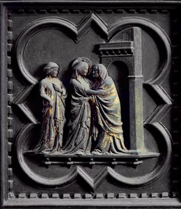 La Visitación, tercer panel de las Puertas Sur del Baptisterio de San Giovanni, 1336